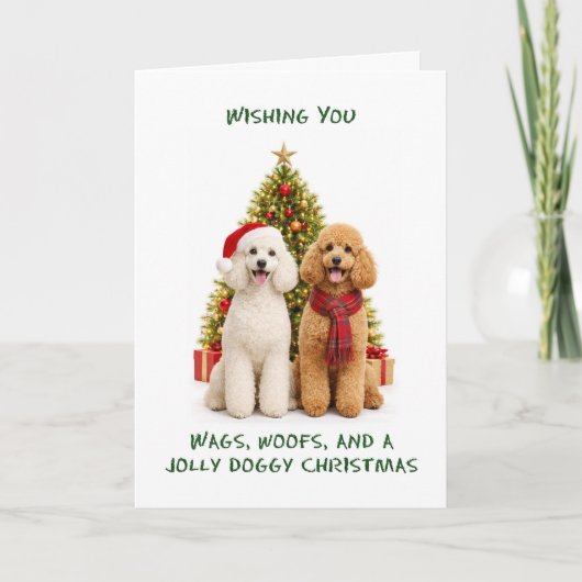 Poodle Dogs Christmas Feiertagskarte (Vorderseite)