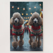 Poodle Dogs Christmas Snow Holiday  Puzzle (Vertikal)