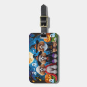 Poodle Dogs Pumpkin Halloween Funny Gepäckanhänger (Vorderseite vertikal)