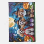 Poodle Dogs Pumpkin Halloween Funny Geschirrtuch (Vertikal)