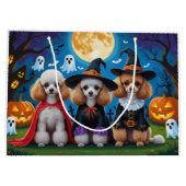 Poodle Dogs Pumpkin Halloween Funny Große Geschenktüte (Rückseite)