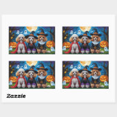 Poodle Dogs Pumpkin Halloween Funny Rechteckiger Aufkleber (Blatt)