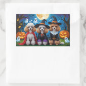 Poodle Dogs Pumpkin Halloween Funny Rechteckiger Aufkleber (Tasche)
