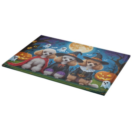 Poodle Dogs Pumpkin Halloween Funny Schneidebrett (Ecke)