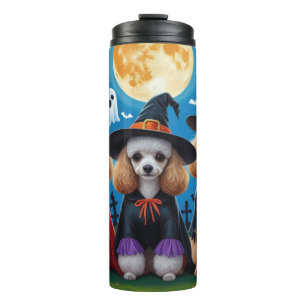 Poodle Dogs Pumpkin Halloween Funny Thermosbecher