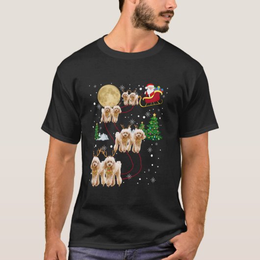 Poodle Dogs Tree Christmas Sweater Xmas Pet Animal T-Shirt (Vorderseite)