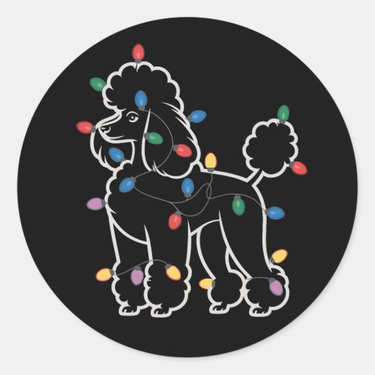 Poodle Dogs Tree Christmas Xmas Pet Animal Dog  Runder Aufkleber (Vorderseite)