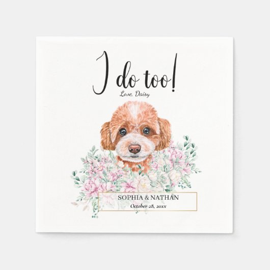 Poodle Doodle Dog Wedding Cocktail Napkins Serviette (Vorderseite)