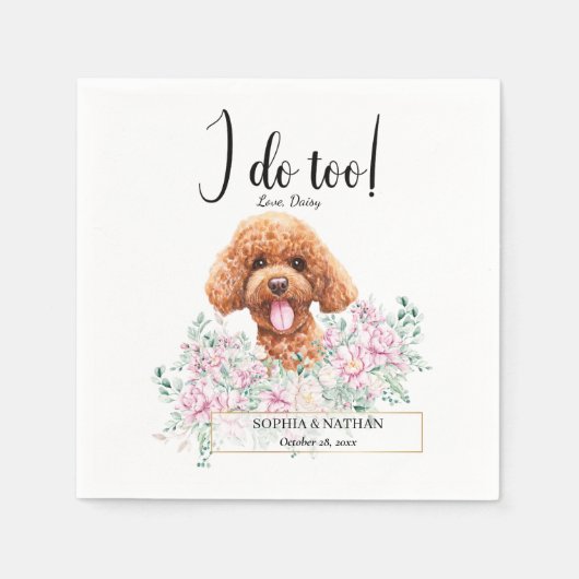 Poodle Doodle Dog Wedding Cocktail Napkins Serviette (Vorderseite)
