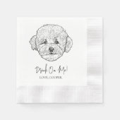 Poodle Drink on Me Hund Custom Cocktail Napkin Serviette (Vorderseite)
