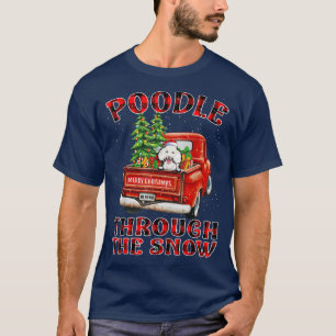 Poodle durch den schneeweihnachtlichen LKW Kariert T-Shirt