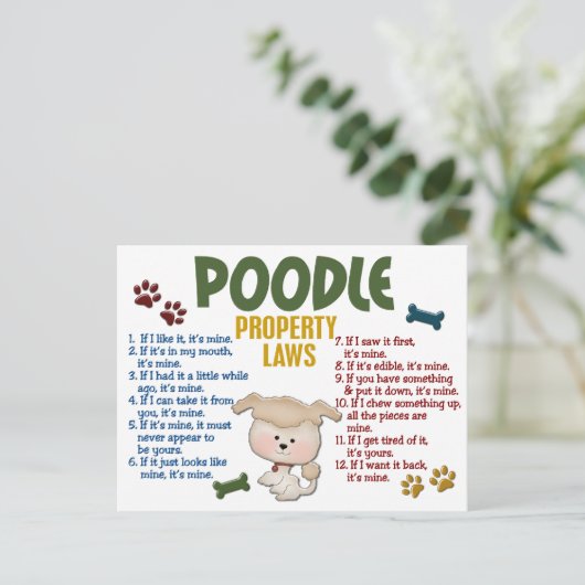Poodle-Eigenschaftengesetze 4 Postkarte (Stehend Vorderseite)