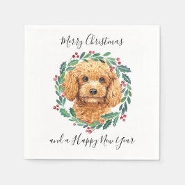 Poodle Elegant Dog Wreath Frohe Weihnachten Serviette
