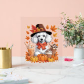 Poodle Erntedank Drinks Kaffee Herbstlaub Pump Acrylschild (Hochzeit)