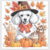 Poodle Erntedank Drinks Kaffee Herbstlaub Pump Aufkleber (Blatt)