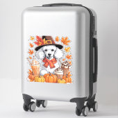 Poodle Erntedank Drinks Kaffee Herbstlaub Pump Aufkleber (Koffer)