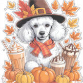 Poodle Erntedank Drinks Kaffee Herbstlaub Pump Aufkleber (Vorderseite)