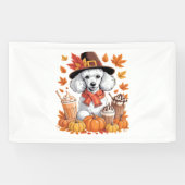 Poodle Erntedank Drinks Kaffee Herbstlaub Pump Banner (Horizontal)