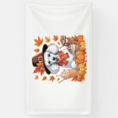 Poodle Erntedank Drinks Kaffee Herbstlaub Pump Banner (Vertikal)