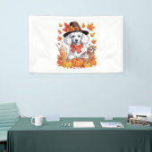 Poodle Erntedank Drinks Kaffee Herbstlaub Pump Banner (Messeveranstaltung)
