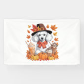 Poodle Erntedank Drinks Kaffee Herbstlaub Pump Banner (Horizontal)