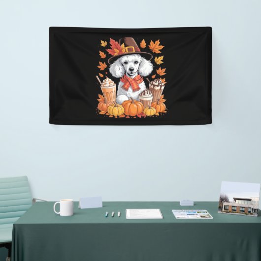 Poodle Erntedank Drinks Kaffee Herbstlaub Pump Banner (Messeveranstaltung)