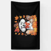 Poodle Erntedank Drinks Kaffee Herbstlaub Pump Banner (Vertikal)