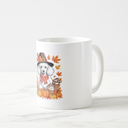 Poodle Erntedank Drinks Kaffee Herbstlaub Pump Kaffeetasse (VorderseiteRechts)