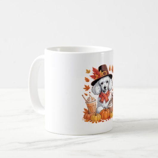 Poodle Erntedank Drinks Kaffee Herbstlaub Pump Kaffeetasse (Vorderseite Links)