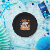 Poodle Erntedank Drinks Kaffee Herbstlaub Pump Pappteller (Party)