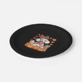 Poodle Erntedank Drinks Kaffee Herbstlaub Pump Pappteller (Schrägansicht)