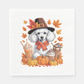 Poodle Erntedank Drinks Kaffee Herbstlaub Pump Serviette (Vorderseite)