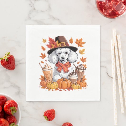 Poodle Erntedank Drinks Kaffee Herbstlaub Pump Serviette (Beispiel)