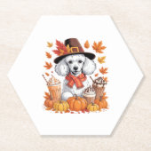 Poodle Erntedank Drinks Kaffee Herbstlaub Pump Untersetzer (Vorderseite)