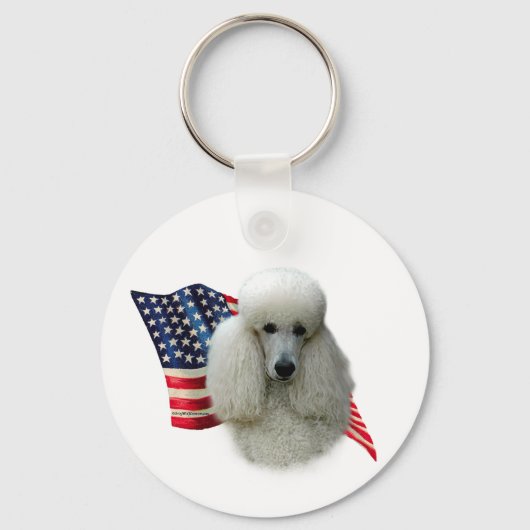 Poodle-Fahne (weiß) Schlüsselanhänger (Vorderseite)