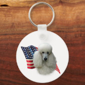Poodle-Fahne (weiß) Schlüsselanhänger (Vorderseite)