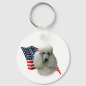 Poodle-Fahne (weiß) Schlüsselanhänger (Rückseite)