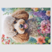 Poodle farbenfrohe Blume Aquarell Seidenpapier (Vorderseite)
