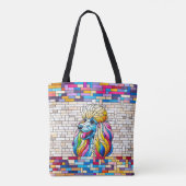 Poodle - farbenfrohe Mosaikkunst Tasche (Rückseite)