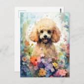 Poodle farbige Aquarellbilder Postkarte (Vorne/Hinten)