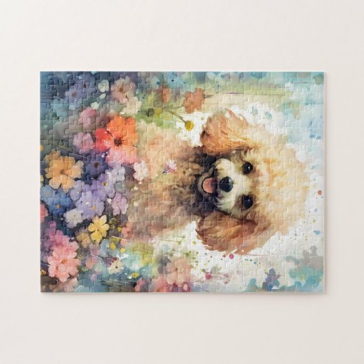 Poodle farbige Aquarellbilder Puzzle (Horizontal)