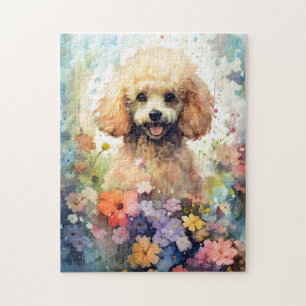 Poodle farbige Aquarellbilder Puzzle