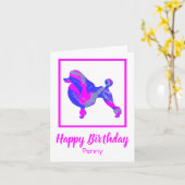 Poodle Französisch Pink & Blue Silhouette Hund Fun Karte (Gelbe Blume)