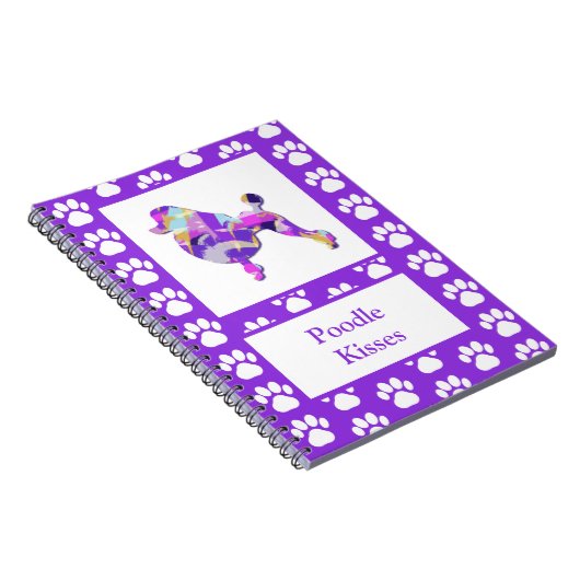 Poodle French Niedlich Dog Silhouette Paw Lila PY& Notizblock (Rechte Seite)
