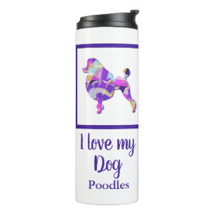 Poodle French Niedlich Hund Silhouette Lila PY&B Thermosbecher