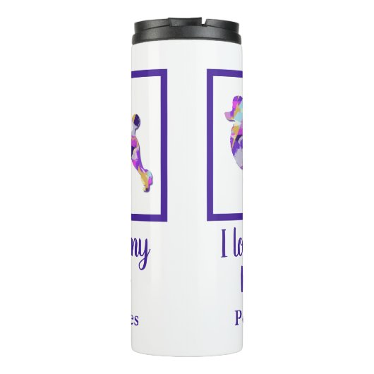 Poodle French Niedlich Hund Silhouette Lila PY&B Thermosbecher (Rückseite)