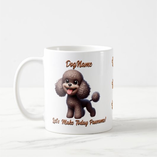 Poodle - Fügen Sie den Namen des Hundes hinzu, änd Kaffeetasse (Links)