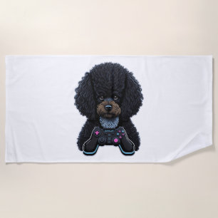 Poodle Gamer mit Joystick Strandtuch