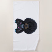 Poodle Gamer mit Joystick Strandtuch (Vorderseite)