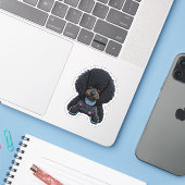 Poodle Gamer With Joystick Aufkleber (Laptop mit iPhone)